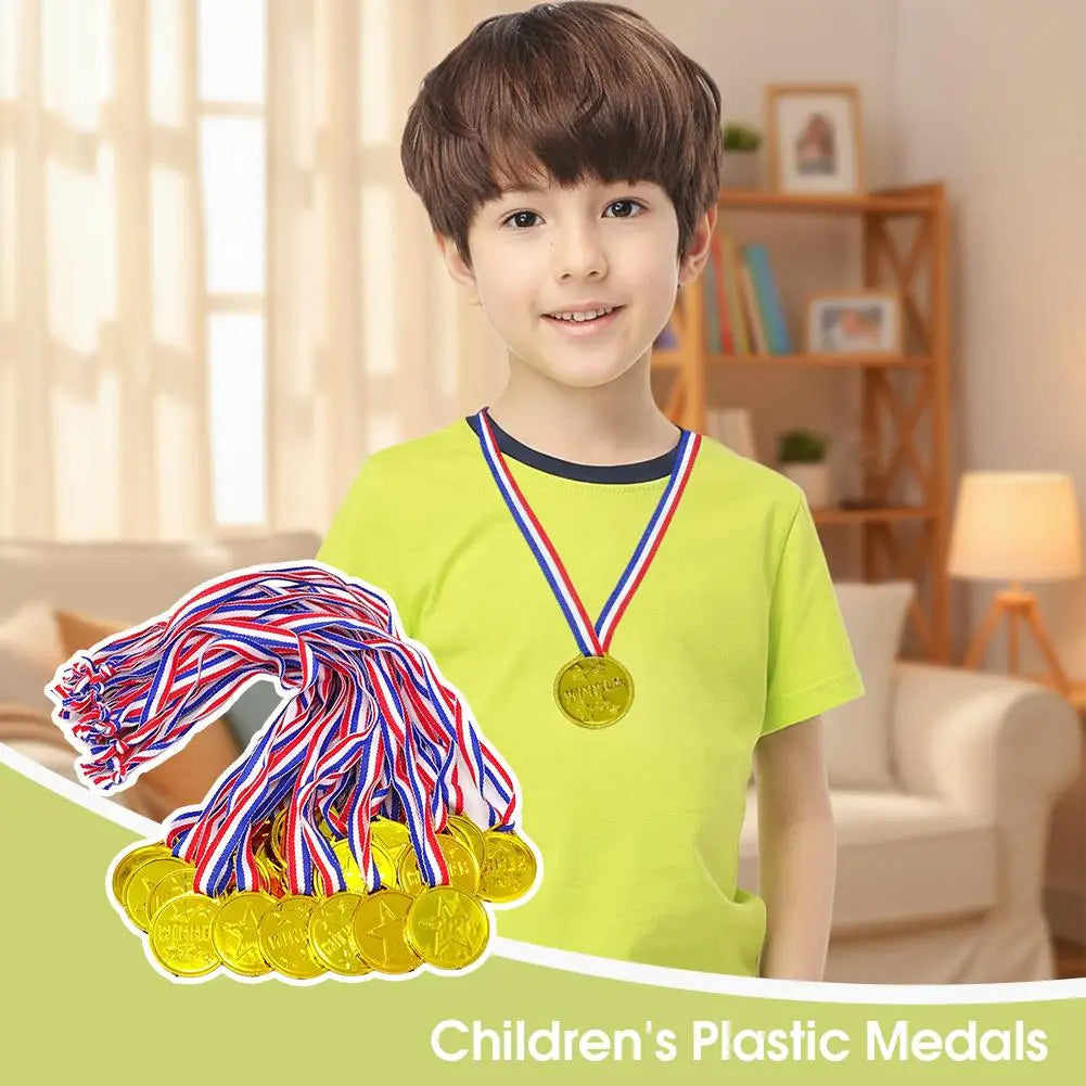 10/20pcs Plastic Gouden Winner Award Medailles Kinderen Verjaardagsfeest Favorieten Sportspel Prijs Speelgoed Voetbal Voetbalfee