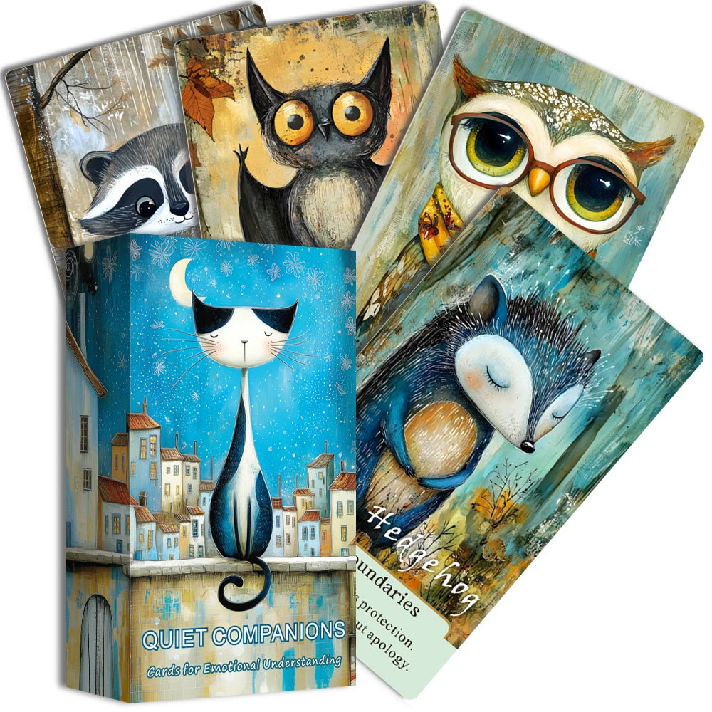 Animal Themed Oracle Card Deck, Quiet Companions Oracle Deck, 54 Cards, Personal Reading, Card Games, 12*7cm, 14+