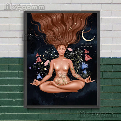 Wicca Witch,Goddess,Beetle,Bee,Wall Art Canvas Painting Mysterious Witchcraft Element Art Poster And Print Home Decor Unframed