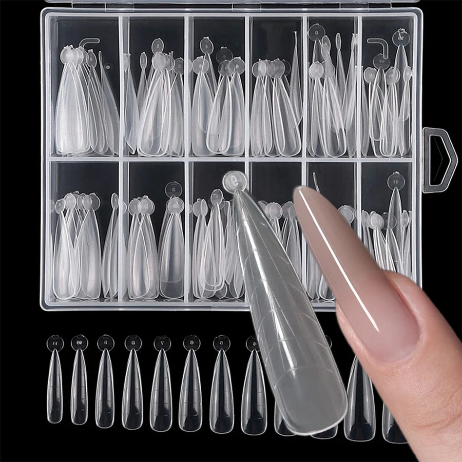 100/120Pcs/Box Stiletto Clear Dual System Nails Forms False Tips Quick Building Gel Mold Full Cover Nail Extension Forms Tools