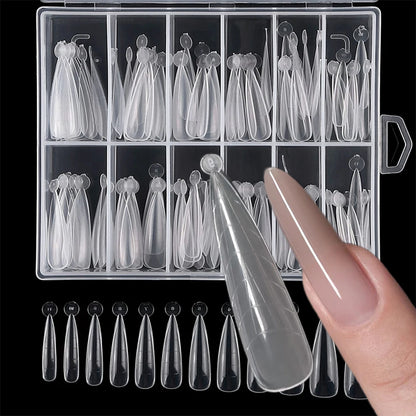 100/120Pcs/Box Stiletto Clear Dual System Nails Forms False Tips Quick Building Gel Mold Full Cover Nail Extension Forms Tools