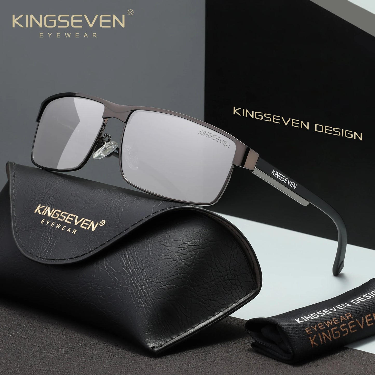 KINGSEVEN Men Polarized Sunglasses Driving UV400 Anti-Glare High Quality Glasses Male Causal Rectangle Fashion Outdoor Eyewear