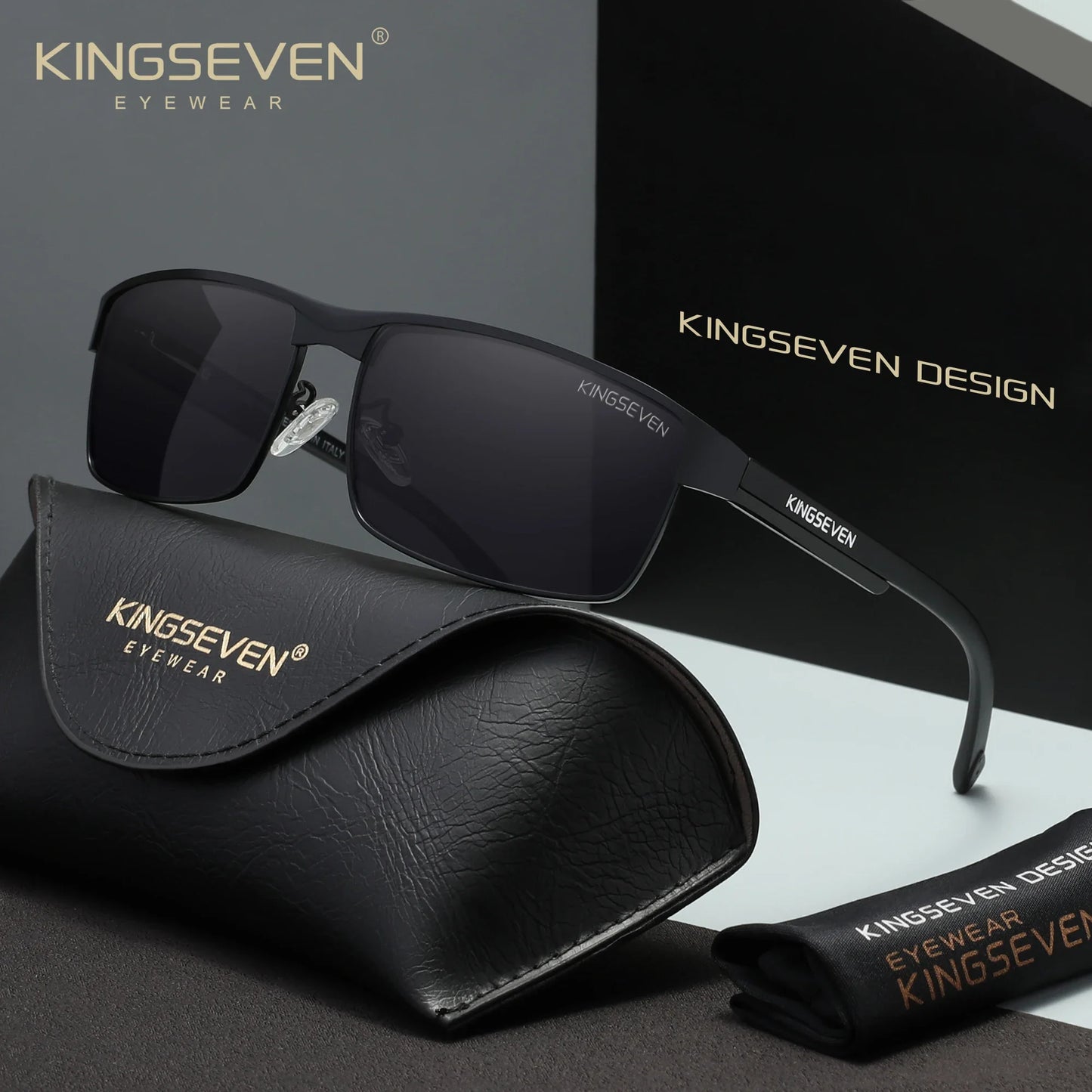 KINGSEVEN Men Polarized Sunglasses Driving UV400 Anti-Glare High Quality Glasses Male Causal Rectangle Fashion Outdoor Eyewear