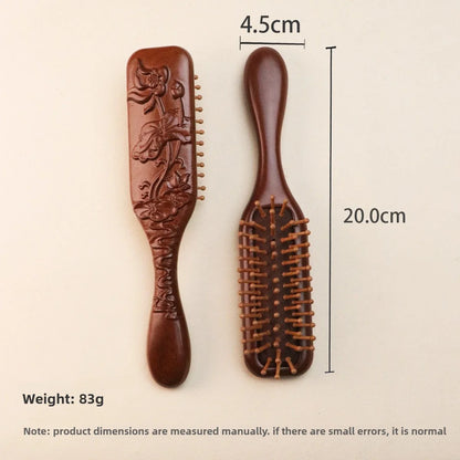 1Pcs Golden Silk Sandalwood Narrow Air Bag Comb Care Scalp Comb Gua Sha Meridian Dredging Hairdressing Tool