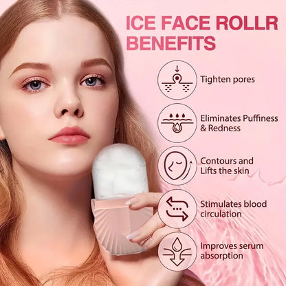 Ice Face Roller Facial Skincare Ice Roller Set, Stainless Steel Facial Roller Gua Sha Face Tool Face Massage Roller Mold Cube