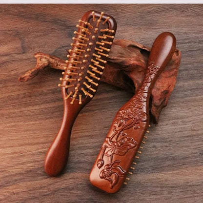 1Pcs Golden Silk Sandalwood Narrow Air Bag Comb Care Scalp Comb Gua Sha Meridian Dredging Hairdressing Tool