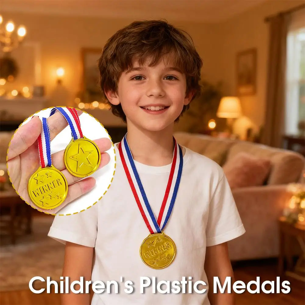 10/20pcs Plastic Gouden Winner Award Medailles Kinderen Verjaardagsfeest Favorieten Sportspel Prijs Speelgoed Voetbal Voetbalfee