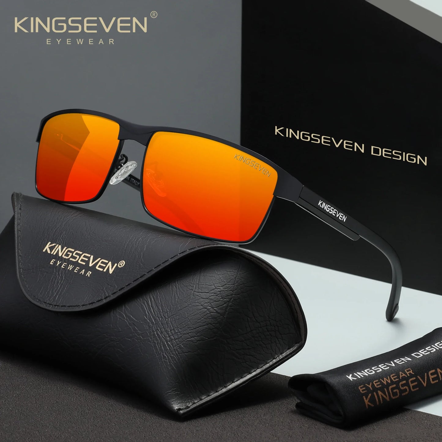 KINGSEVEN Men Polarized Sunglasses Driving UV400 Anti-Glare High Quality Glasses Male Causal Rectangle Fashion Outdoor Eyewear