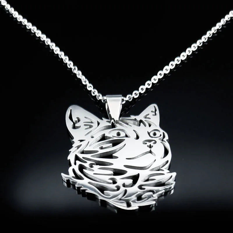 cat necklace kitten necklace silver cat pendant stainless steel necklace cat lover gift animal jewelry cute jewelry women's necklace pet lover gift feline jewelry cat pendant minimalist necklace Only Good Intentions 13