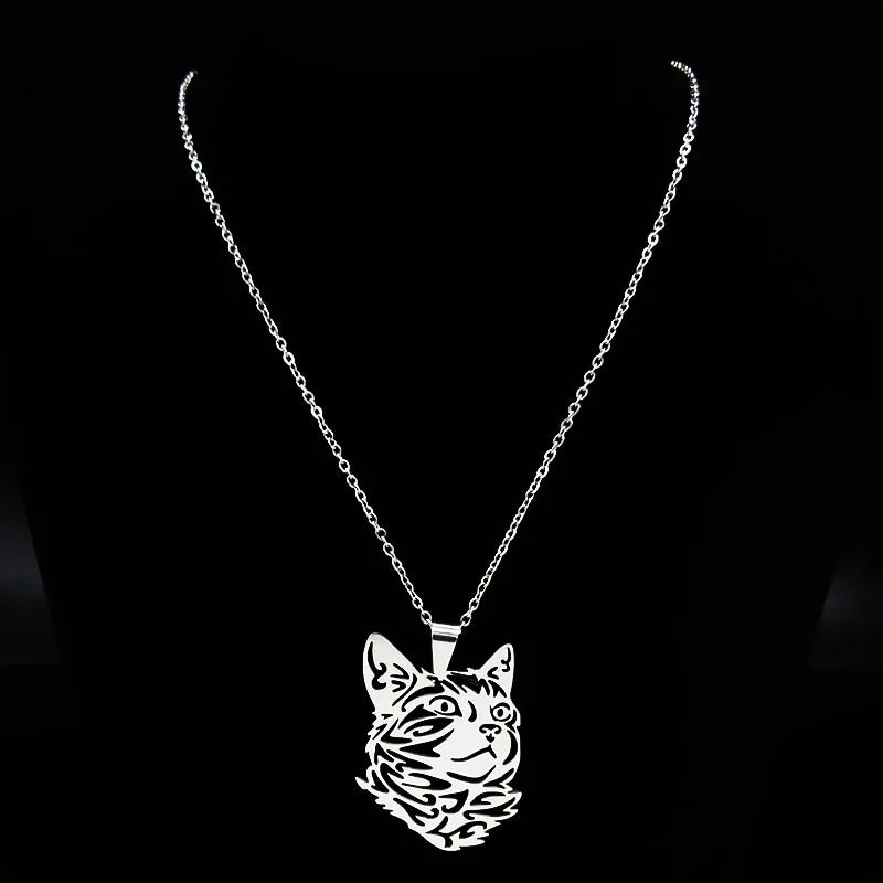 cat necklace kitten necklace silver cat pendant stainless steel necklace cat lover gift animal jewelry cute jewelry women's necklace pet lover gift feline jewelry cat pendant minimalist necklace Only Good Intentions 13
