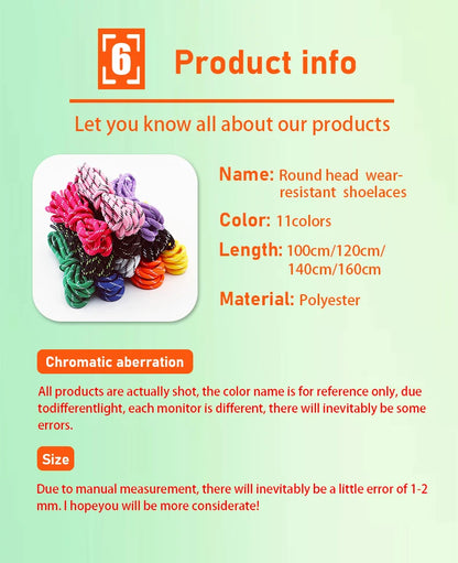 5mm thick Round Shoelace Outdoor Sports Laces Sneaker basketball Shoe Laces length 100/120/140/160cm Shoe accessories 1Pair