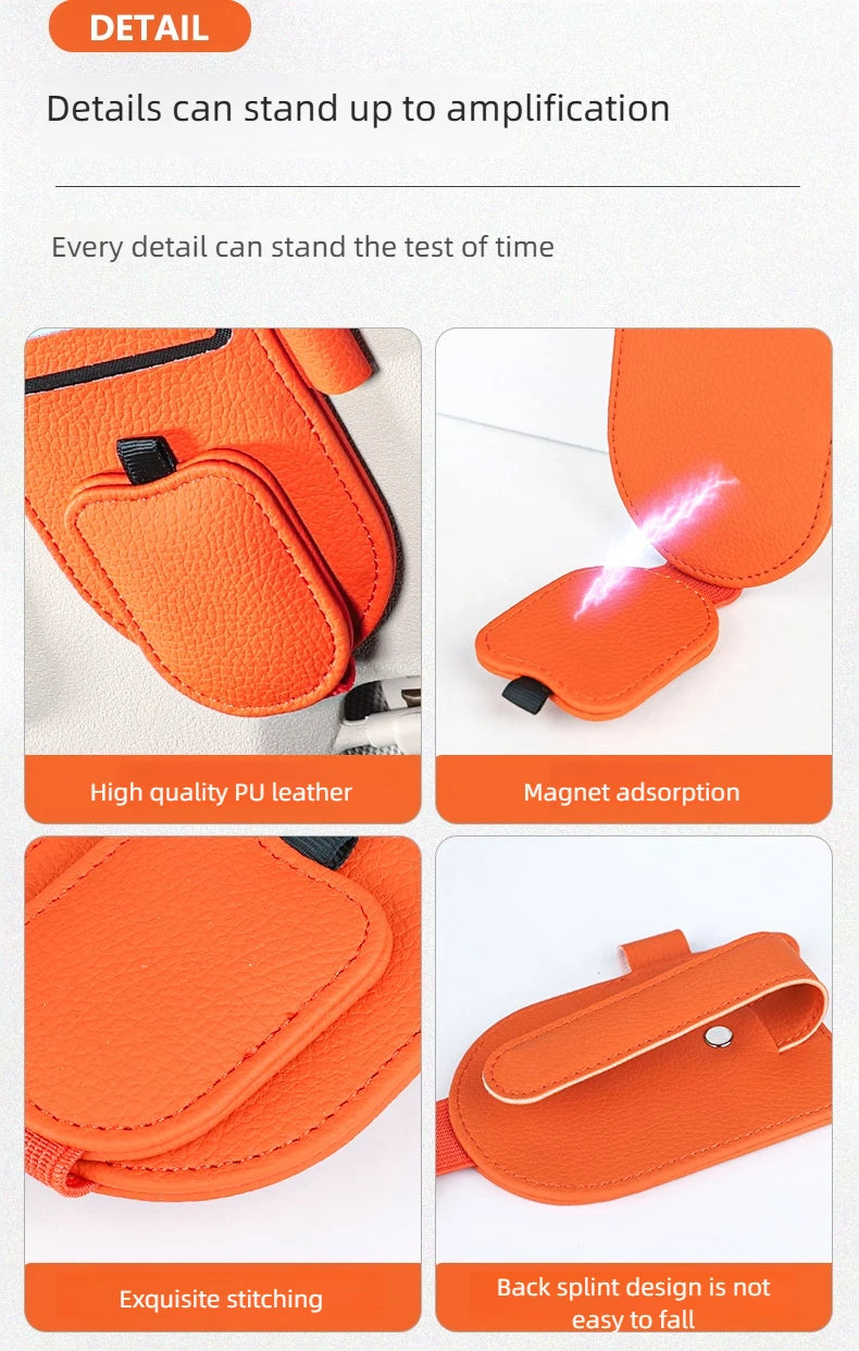 Magnetic Car Sunglasses Holder Sun Visor Glasses Clip PU Eyeglasses Hanger Portable Ticket Card Clip Auto Accessories