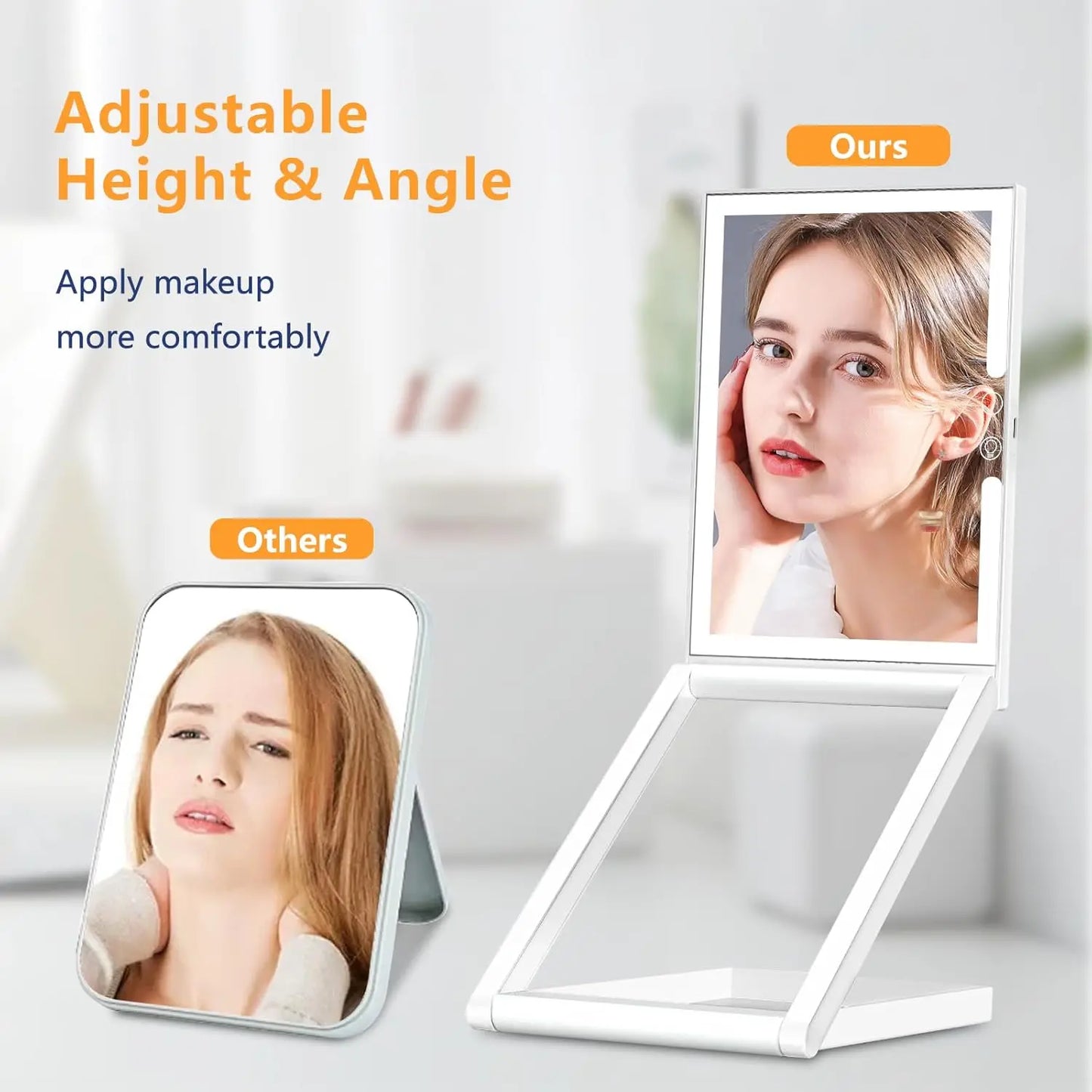 LED Vanity Makeup Mirror with Touch Control Flexible Foldable Desk 10x Makeup Mirror Lighting Dressing Makeup Lamp Gift