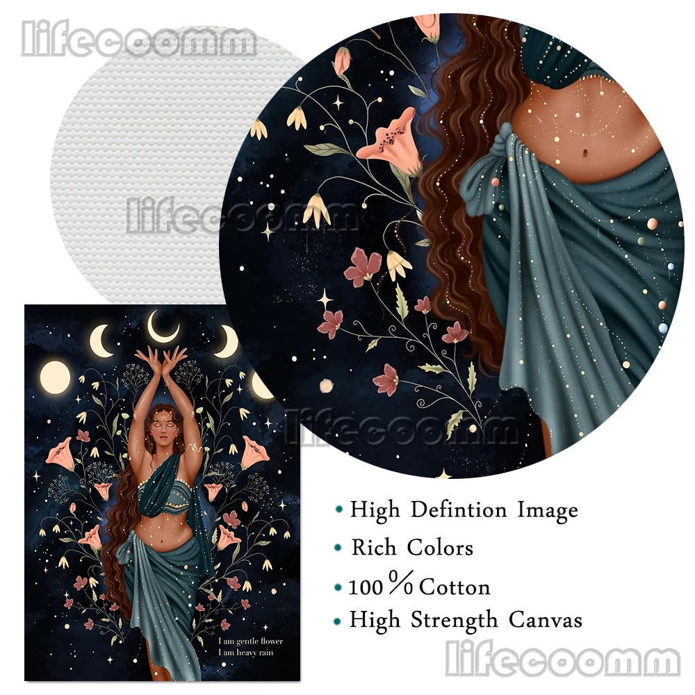 Wicca Witch,Goddess,Beetle,Bee,Wall Art Canvas Painting Mysterious Witchcraft Element Art Poster And Print Home Decor Unframed
