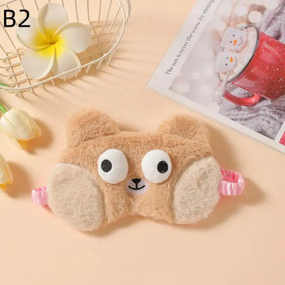 Cute Cartoon Plush Sleep Eye Mask Light Blocking Sleeping Eye Cover Protective Eye Mask Comfortable Soft