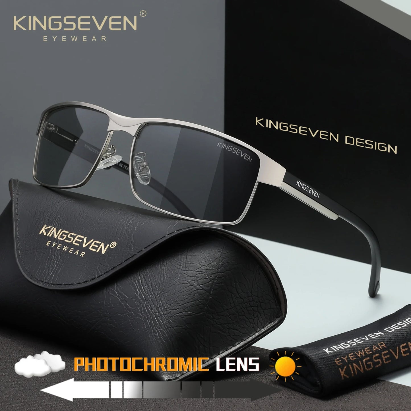 KINGSEVEN Men Polarized Sunglasses Driving UV400 Anti-Glare High Quality Glasses Male Causal Rectangle Fashion Outdoor Eyewear