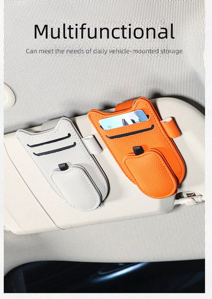 Magnetic Car Sunglasses Holder Sun Visor Glasses Clip PU Eyeglasses Hanger Portable Ticket Card Clip Auto Accessories