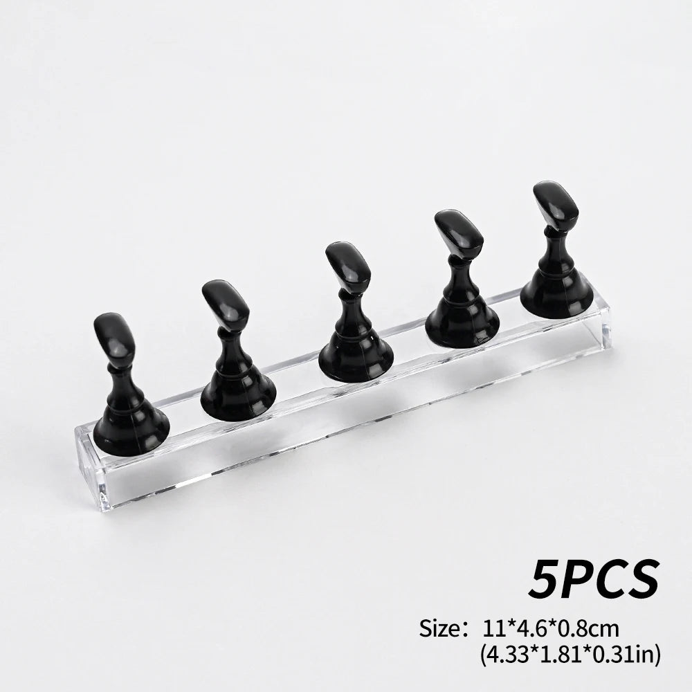 5pcs/set Metallic Pink Magnetic Nail Stand for Nail Practice Painting Display Press-on False Nail Display Holder Practice Tools