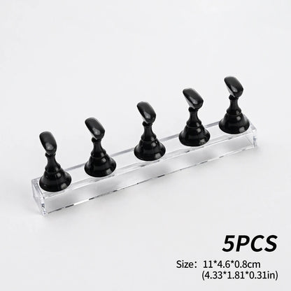 5pcs/set Metallic Pink Magnetic Nail Stand for Nail Practice Painting Display Press-on False Nail Display Holder Practice Tools