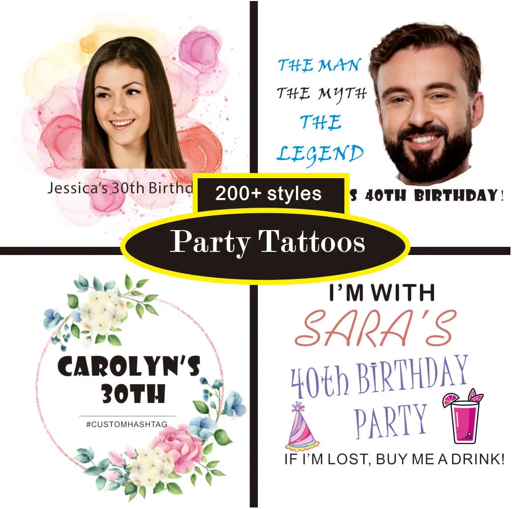 Custom Cheap Birthday Favors Temporary Tattoo With Face Photo, Cheers and Beers, Fiesta Favor