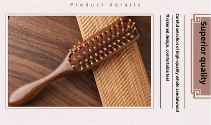 1Pcs Golden Silk Sandalwood Narrow Air Bag Comb Care Scalp Comb Gua Sha Meridian Dredging Hairdressing Tool