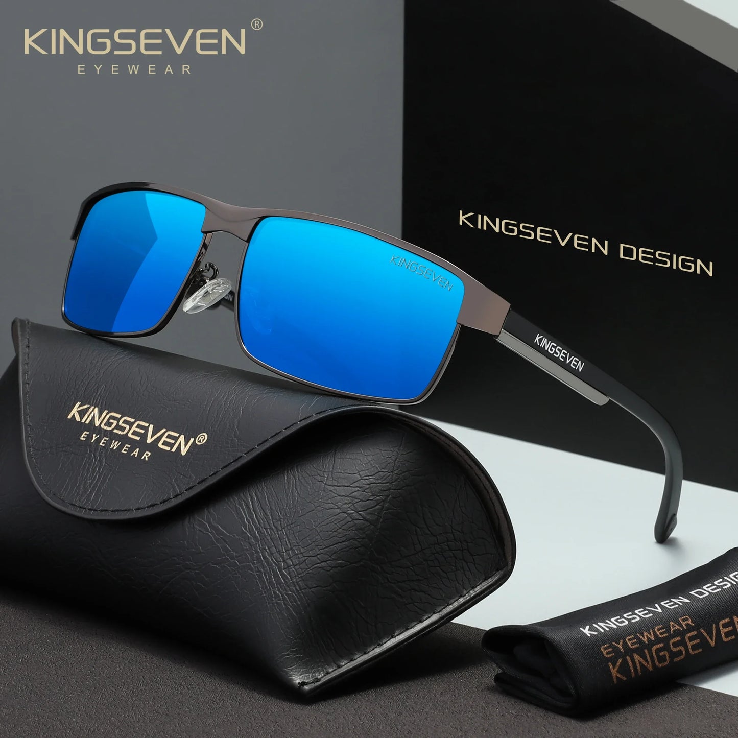 KINGSEVEN Men Polarized Sunglasses Driving UV400 Anti-Glare High Quality Glasses Male Causal Rectangle Fashion Outdoor Eyewear