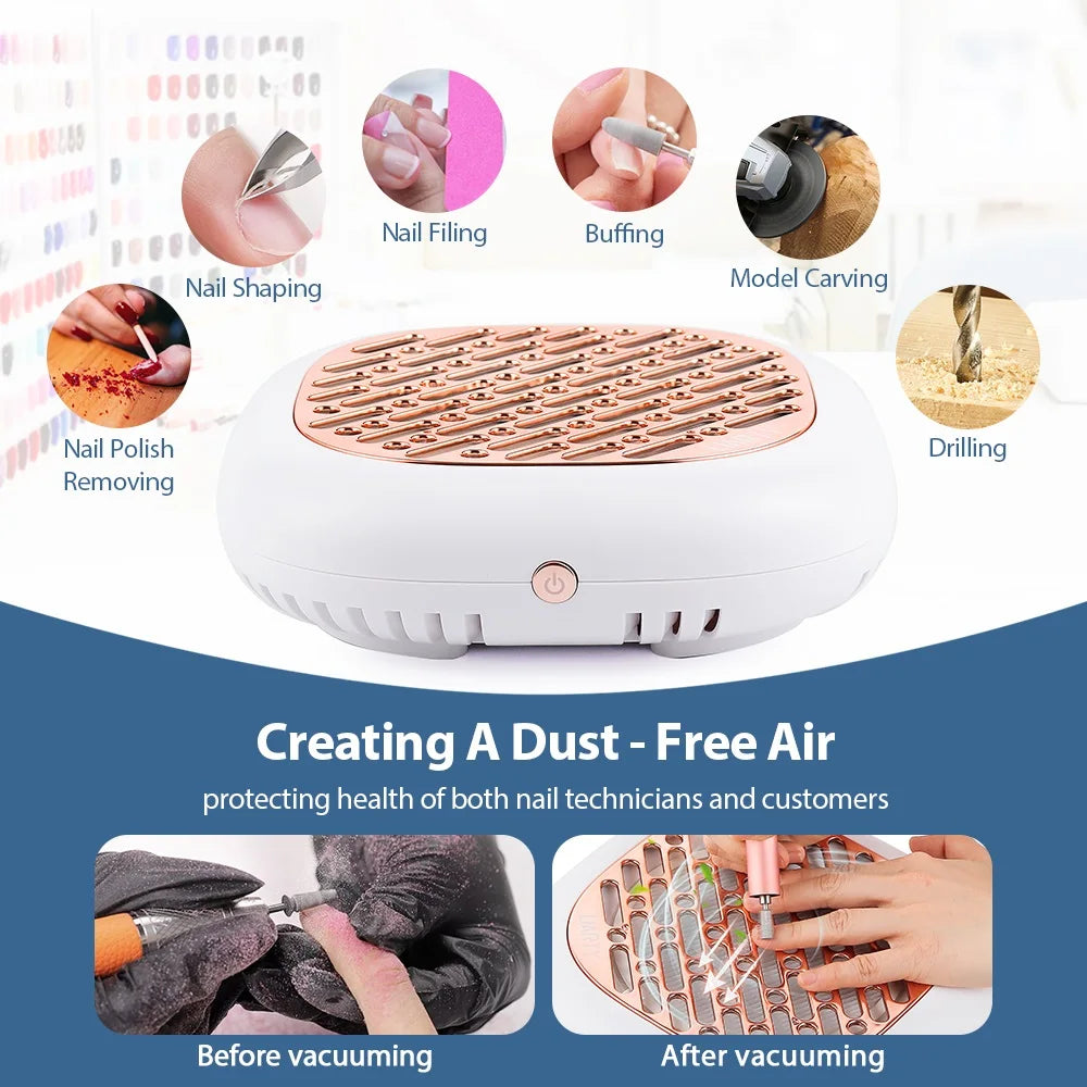 130W Powerful Brushless Nail Dust Collector Super Suction Nail Dust Extractor Nail Art Manicure Fan Vacuum Cleaner With 2 Filter