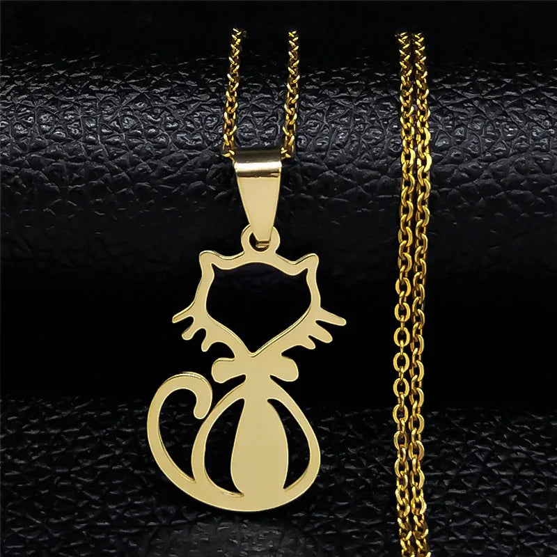 cat necklace kitten necklace silver cat pendant stainless steel necklace cat lover gift animal jewelry cute jewelry women's necklace pet lover gift feline jewelry cat pendant minimalist necklace Only Good Intentions 13