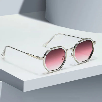 2025 New in Vintage Sunglasses for Women Modern Fashionable Octagonal Glasses with Black Lenses Golden Edging Sun Glasses