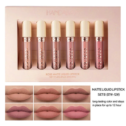 HANDAIYAN Gift 6PC/Set Matte Velvet Lip Gloss Waterproof Long-lasting Liquid Lipstick Cosmetic Beauty Keep 24 Hours Makeup