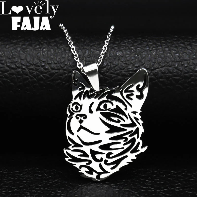 cat necklace kitten necklace silver cat pendant stainless steel necklace cat lover gift animal jewelry cute jewelry women's necklace pet lover gift feline jewelry cat pendant minimalist necklace Only Good Intentions 13