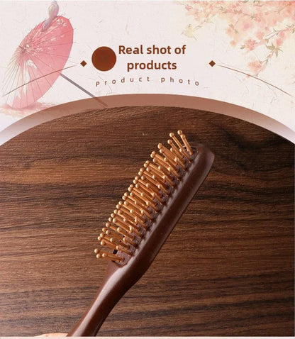 1Pcs Golden Silk Sandalwood Narrow Air Bag Comb Care Scalp Comb Gua Sha Meridian Dredging Hairdressing Tool