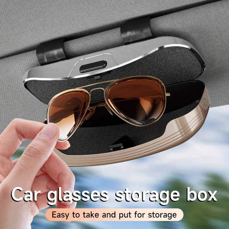 Car Sun Visor Glasses Storage Box One-Hand Operation Anti-Scratch Sunglasses Holder Eyeglass Case Sun Visor Car Lenses Holder