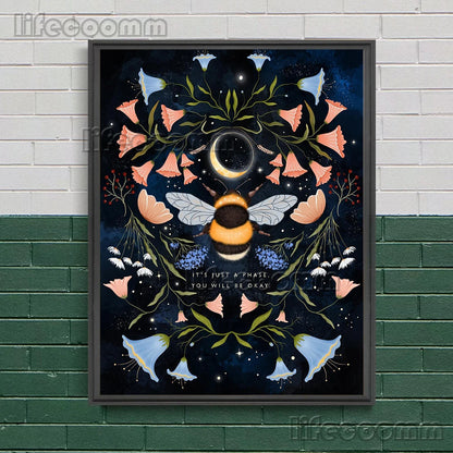 Wicca Witch,Goddess,Beetle,Bee,Wall Art Canvas Painting Mysterious Witchcraft Element Art Poster And Print Home Decor Unframed