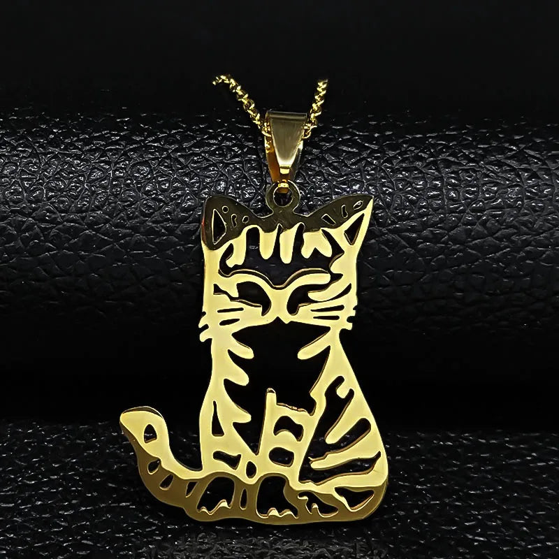 cat necklace kitten necklace silver cat pendant stainless steel necklace cat lover gift animal jewelry cute jewelry women's necklace pet lover gift feline jewelry cat pendant minimalist necklace Only Good Intentions 13