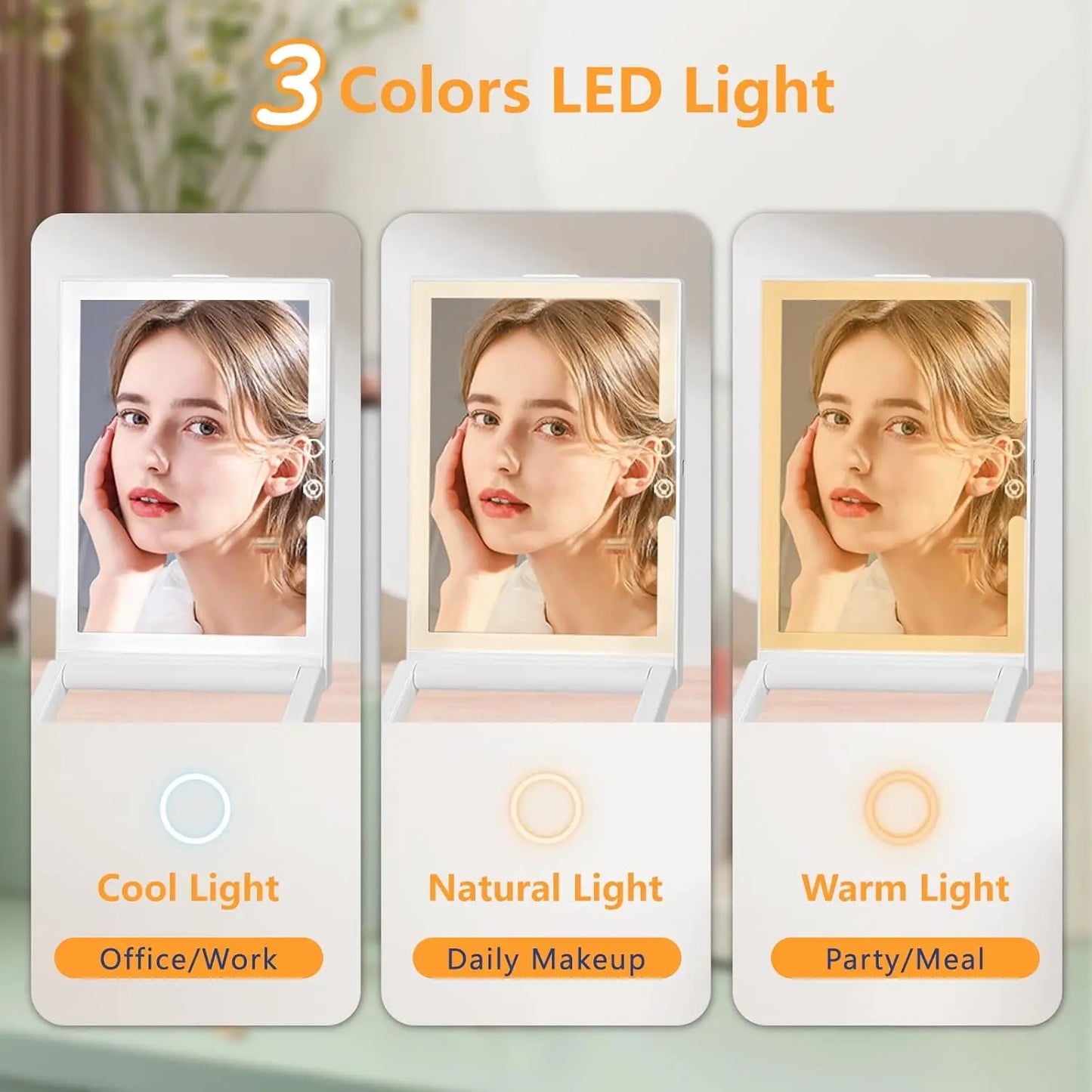 LED Vanity Makeup Mirror with Touch Control Flexible Foldable Desk 10x Makeup Mirror Lighting Dressing Makeup Lamp Gift