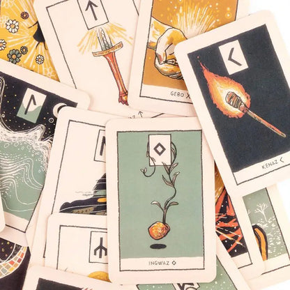 Rune Oracle Deck English Glyphs Oracle Card Colorful Deck Cards Family Party Game Funny Table Game Cute Oracle Cards