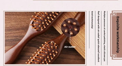 1Pcs Golden Silk Sandalwood Narrow Air Bag Comb Care Scalp Comb Gua Sha Meridian Dredging Hairdressing Tool
