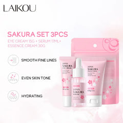 LAIKOU Sakura Skin Care Sets Facial Cleanser Face Cream Serum Toner Moisturizing Brightening Anti Wrinkles Skin Care Kit