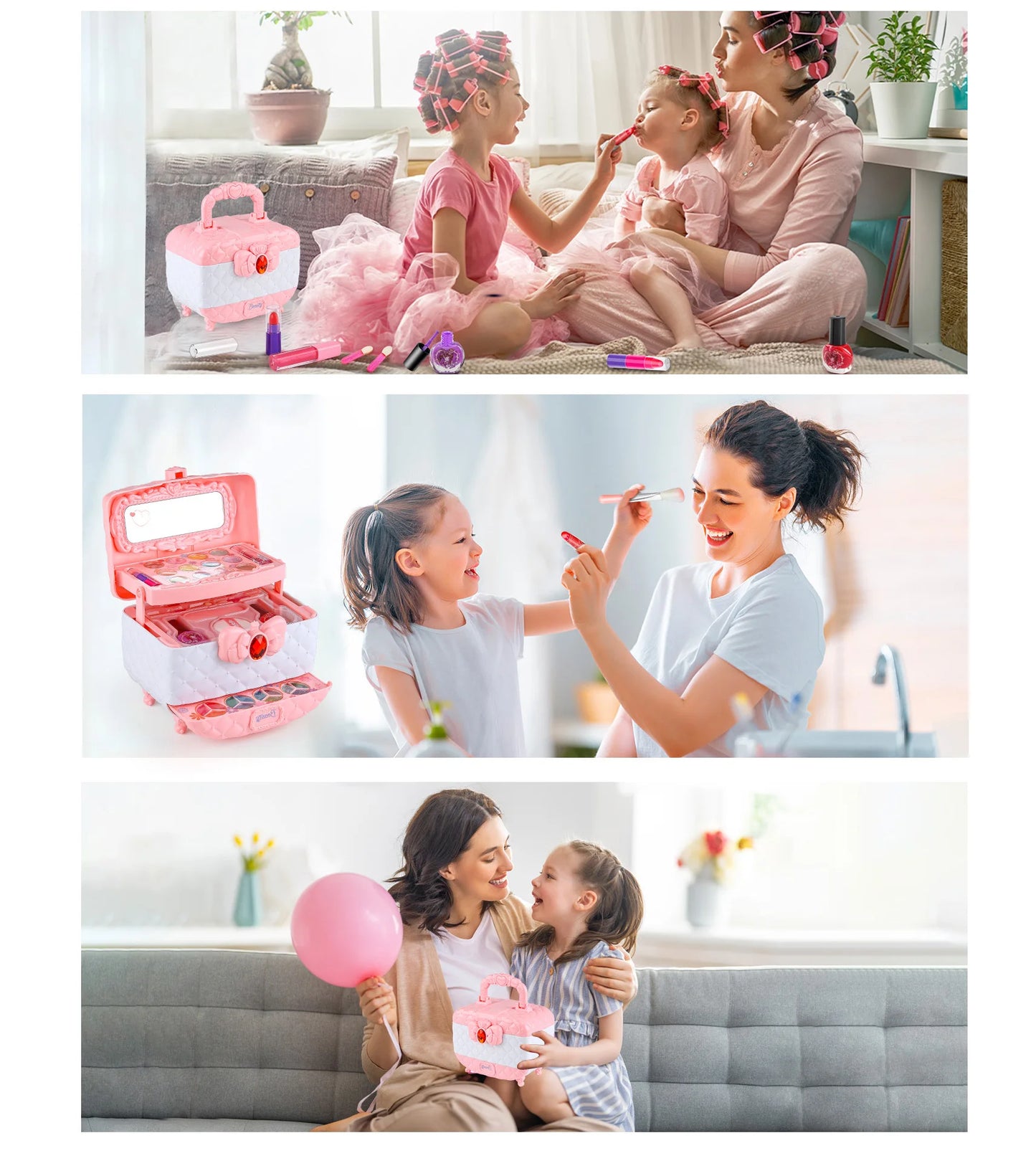 Kids Makeup Toy Kit for Girls, Washable Makeup Set Toy with Real Cosmetic Case for Little Girl, Pretend Play Makeup Beauty Set B
