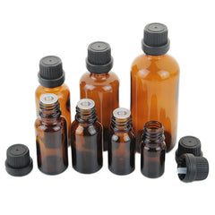 12pcs 5ml/10ml/15ml/20ml/30ml/50ml/100ml Amber Essential Oil Glass Bottle Refillable Dropper Bottles Containers With Black Cap
