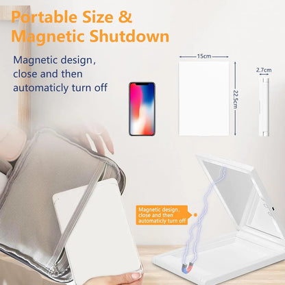 LED Vanity Makeup Mirror with Touch Control Flexible Foldable Desk 10x Makeup Mirror Lighting Dressing Makeup Lamp Gift
