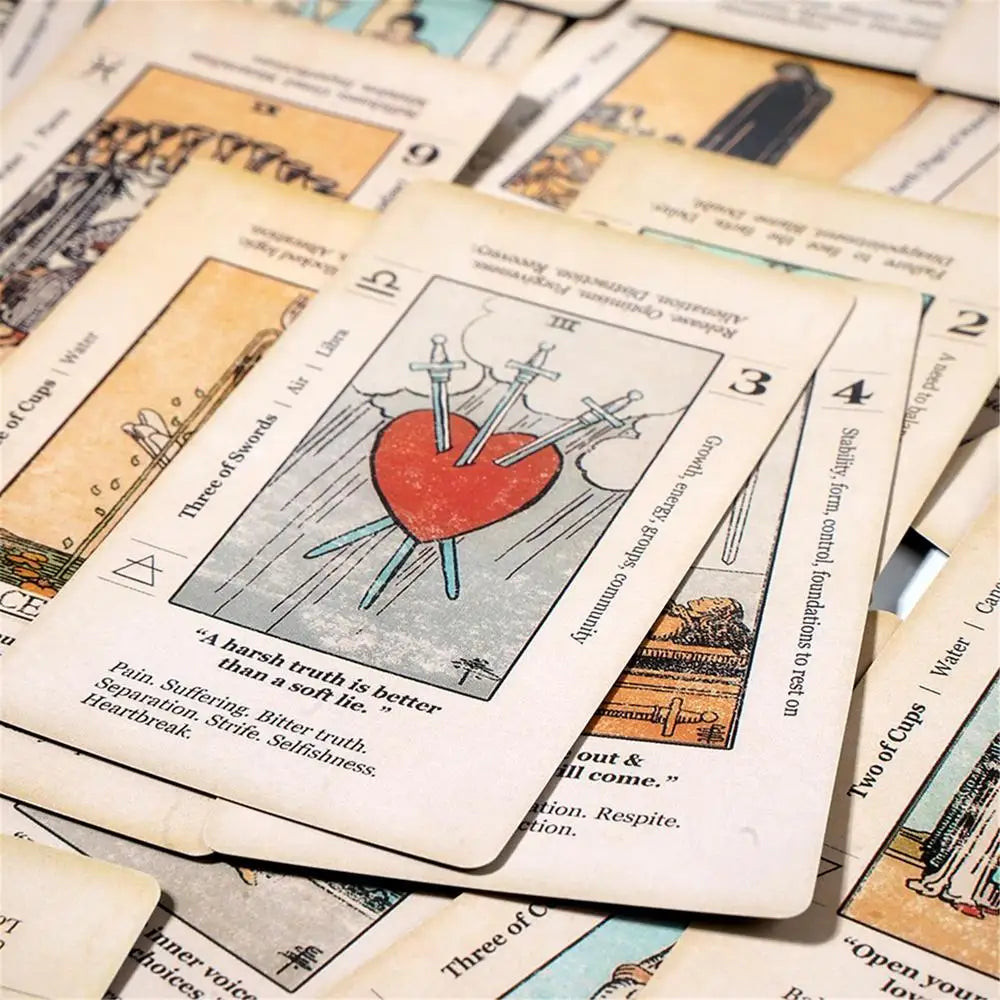 Tarot Card With Meaning On Them Beginner Tarot Keyword Antiqued Tarot Deck Learn Tarot 78 Cards Reversed