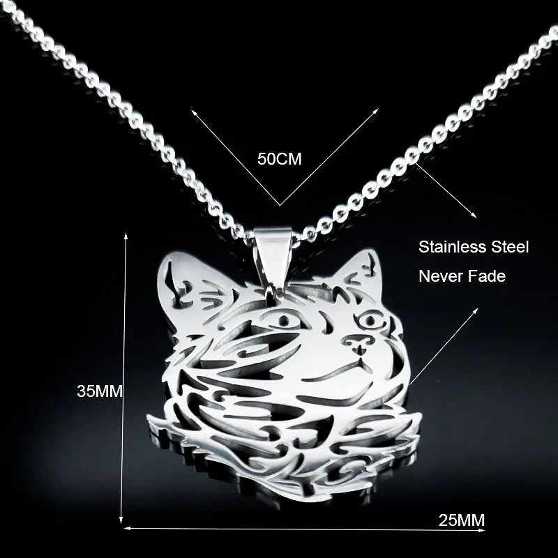 cat necklace kitten necklace silver cat pendant stainless steel necklace cat lover gift animal jewelry cute jewelry women's necklace pet lover gift feline jewelry cat pendant minimalist necklace Only Good Intentions 13