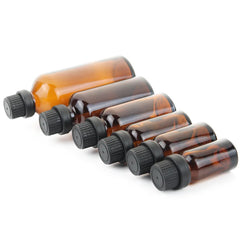 12pcs 5ml/10ml/15ml/20ml/30ml/50ml/100ml Amber Essential Oil Glass Bottle Refillable Dropper Bottles Containers With Black Cap