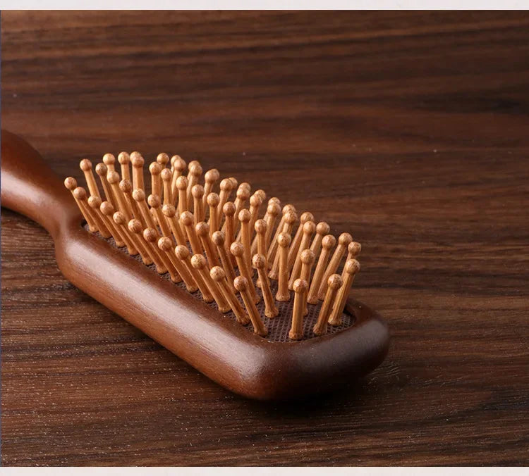 1Pcs Golden Silk Sandalwood Narrow Air Bag Comb Care Scalp Comb Gua Sha Meridian Dredging Hairdressing Tool