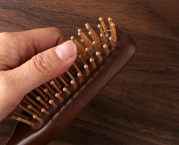 1Pcs Golden Silk Sandalwood Narrow Air Bag Comb Care Scalp Comb Gua Sha Meridian Dredging Hairdressing Tool
