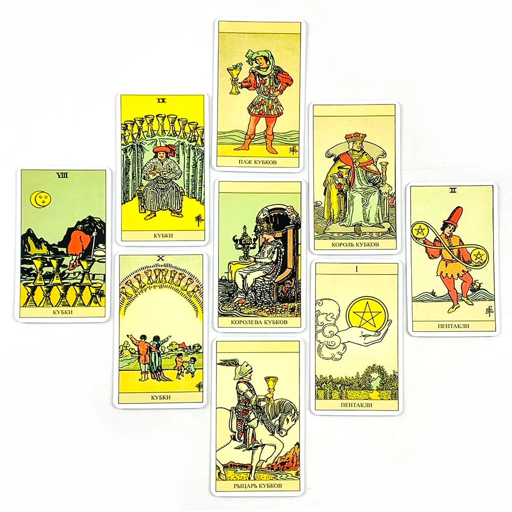 Russian Tarot Cards 78 Tarot Deck With Paper Guidebook,Classic Design For Beginners & Pros, Ideal For Divination, Meditation