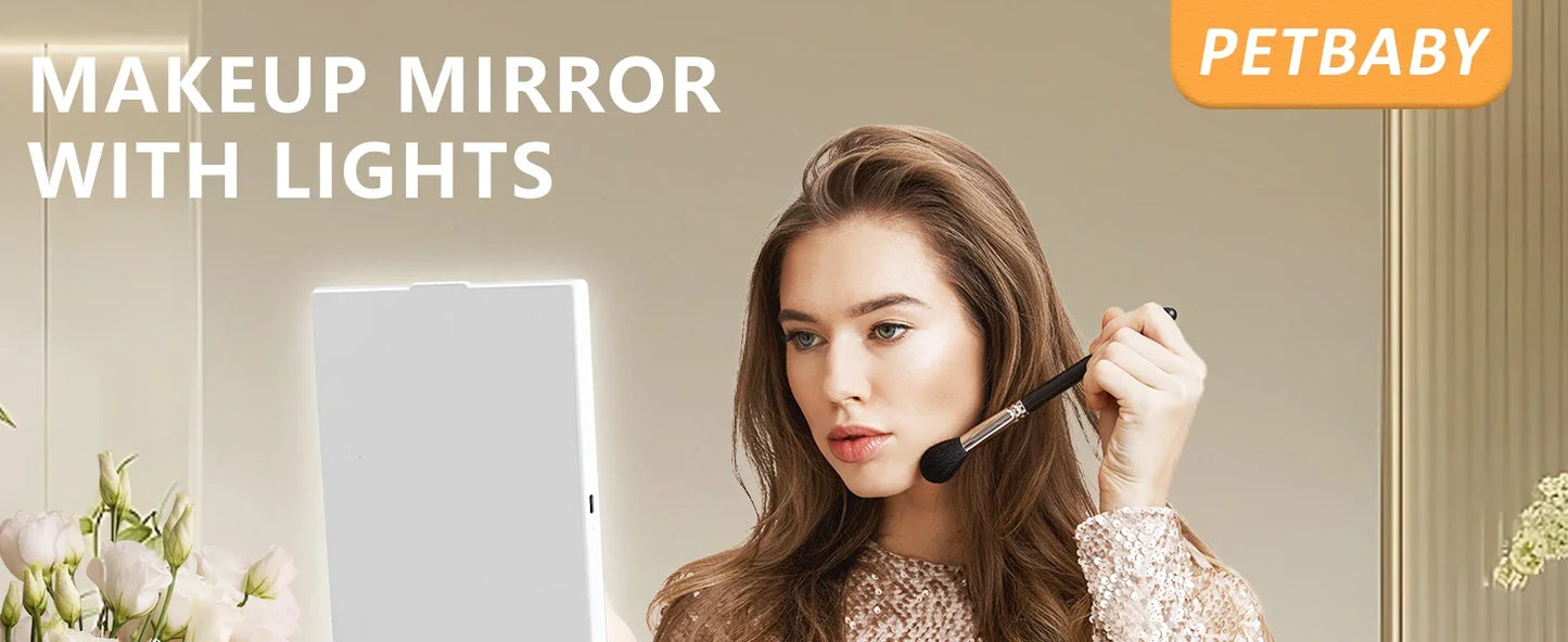 LED Vanity Makeup Mirror with Touch Control Flexible Foldable Desk 10x Makeup Mirror Lighting Dressing Makeup Lamp Gift