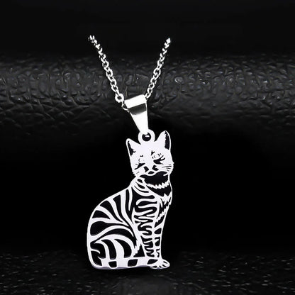 cat necklace kitten necklace silver cat pendant stainless steel necklace cat lover gift animal jewelry cute jewelry women's necklace pet lover gift feline jewelry cat pendant minimalist necklace Only Good Intentions 13